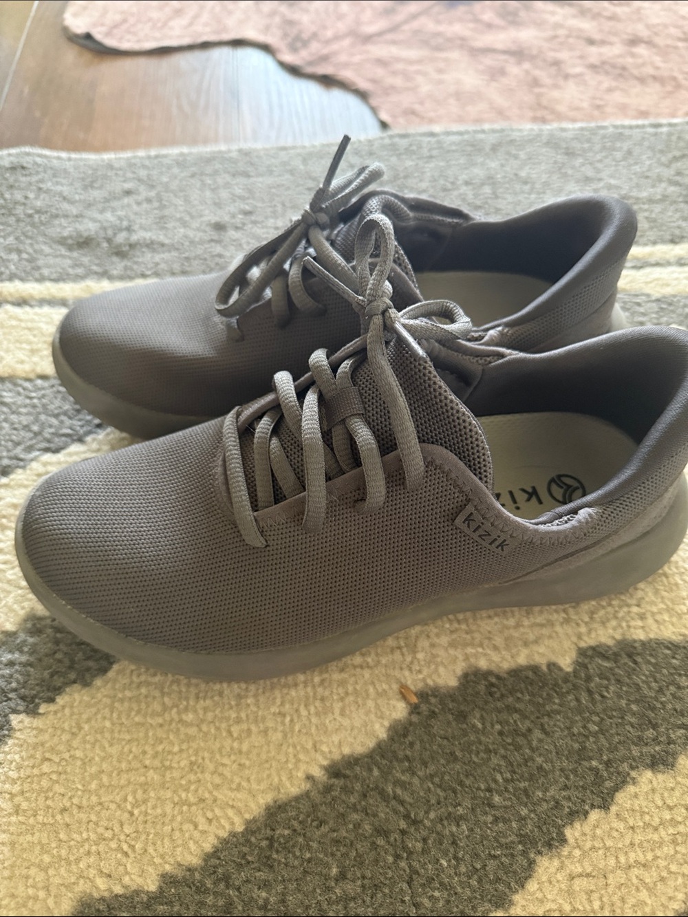 Kizik Gray Knit Lace-Up Sneakers